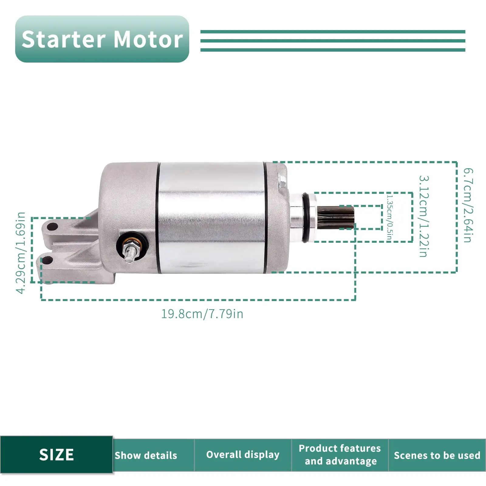 

12V Starter Motor Compatible with Bombardier 420-684-280 420-684-282 420-684-283/ Lester 18823/ Wilson 71-26-18823 71-26-18823N