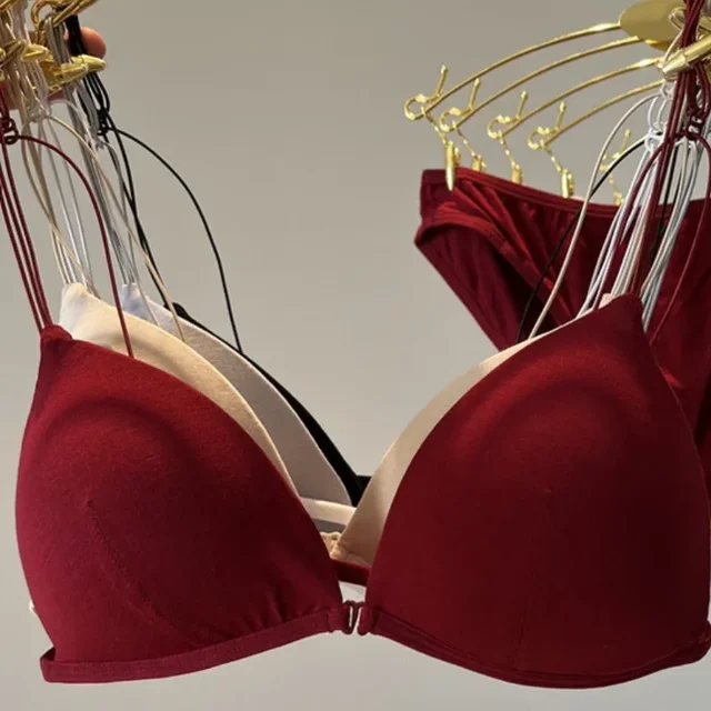 Fashion Sexy Front Buckle Seamless Bra Women Adjustable Shoulder Strap Wireless Underwear Elegant Solid Cotton Bras Accessories 2