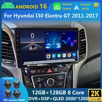 Autoradio Android 16 Carplay Auto Per Hyundai I30 Elantra GT 2012 2013 2014 2015 2016 Navigazione GPS Lettore Multimediale 4G Stereo