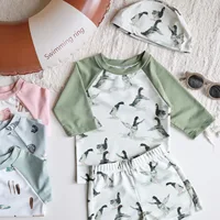 deer jonmi 2024 New Summer Baby Boys Cartoon Printed Two-piece Swimsuits Beach Vacation Sun-proof Kids Casual Swimwear Sets 6