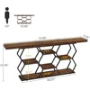 Extra Long Console Table with Shelves, Narrow Sofa Table Behind Couch with Storage, Industrial Entryway Table TV Stand 2