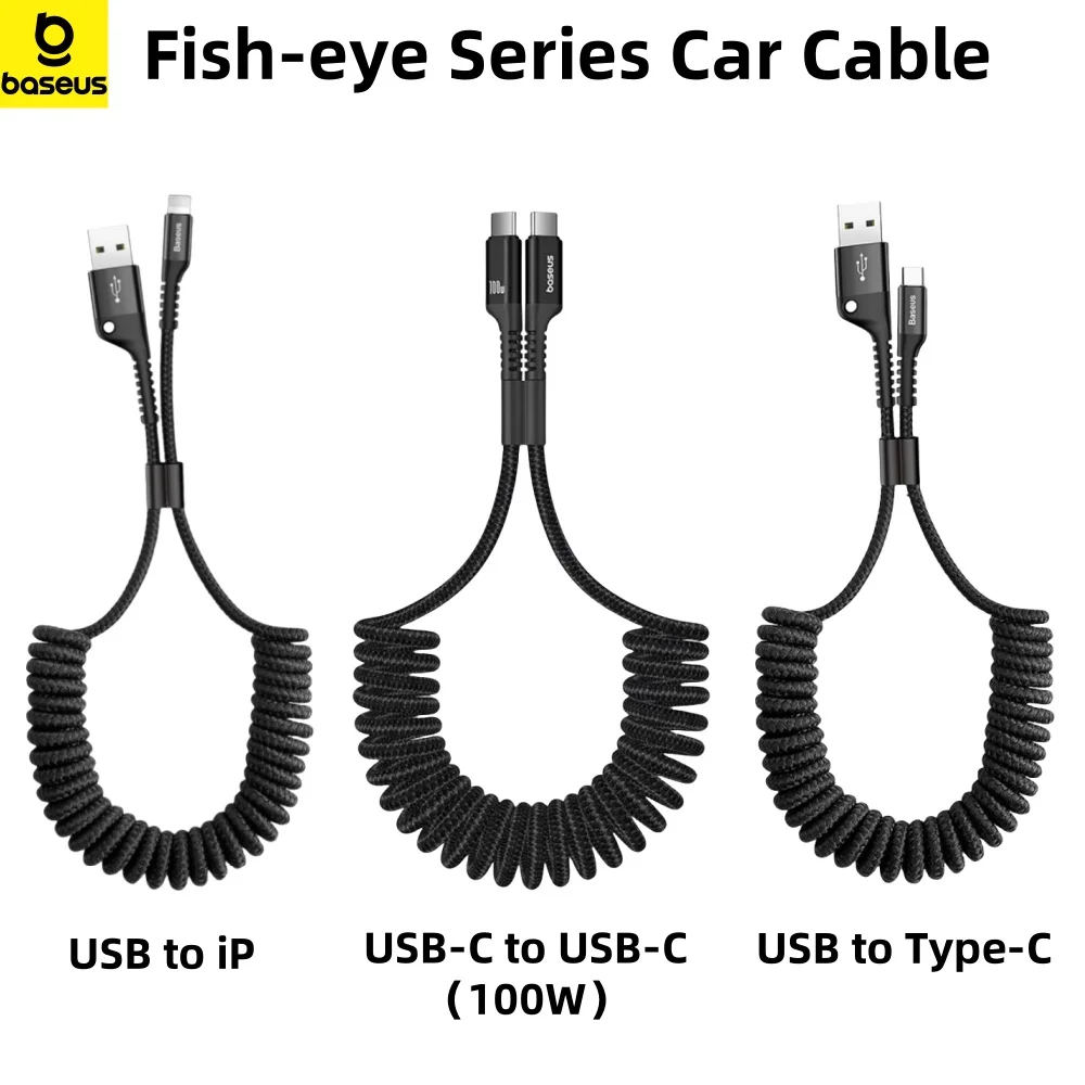 Premium Baseus Spring USB-C Flexible Braided Charging Cable