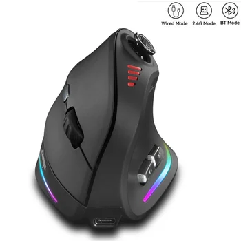 Wireless Vertical Gaming Mouse with Joystick | 24000 DPI Programmable Ergonomic RGB Mouse | 12 Buttons, PAW3325 Sensor, Adjustable DPI, Backlit | Compatible with Windows & Mac
