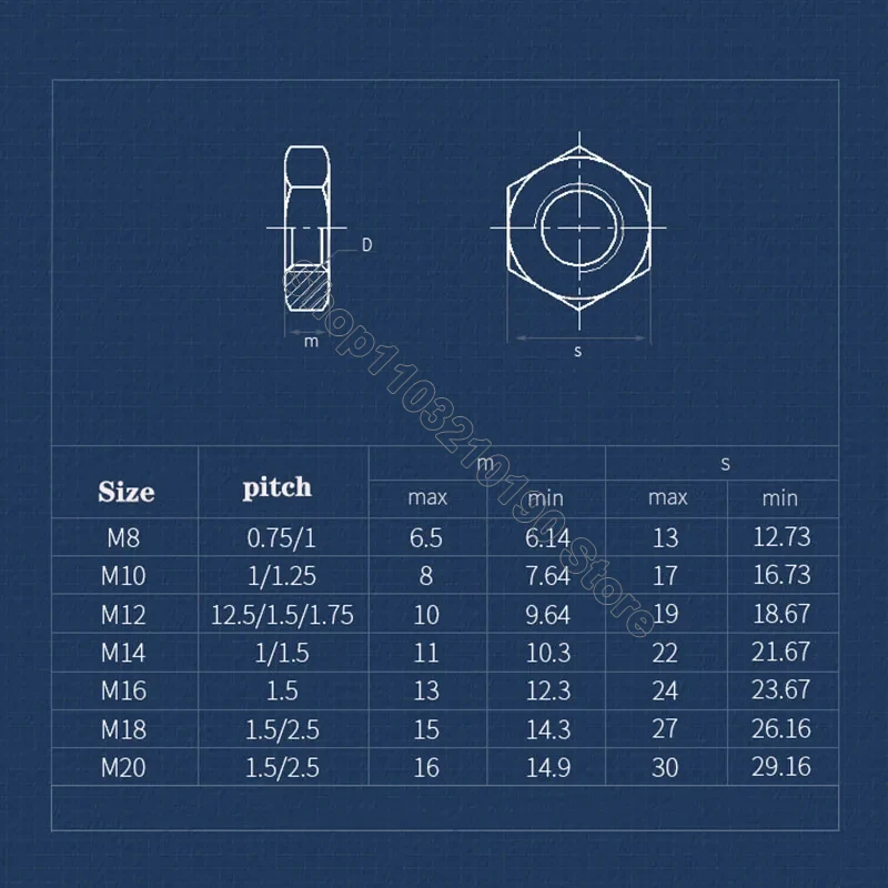 8 écrous Hexagonaux Filetés à Gauche M24 Pas 1,5 Mm - Acier Carbone - Neufs