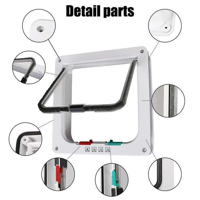 With 4 Way Lock Security Flap Door Cat Puppy Safety Gate Dog Cat Flap Door Small Pet Supplies ABS Plastic For Dog Cat Kitten 6