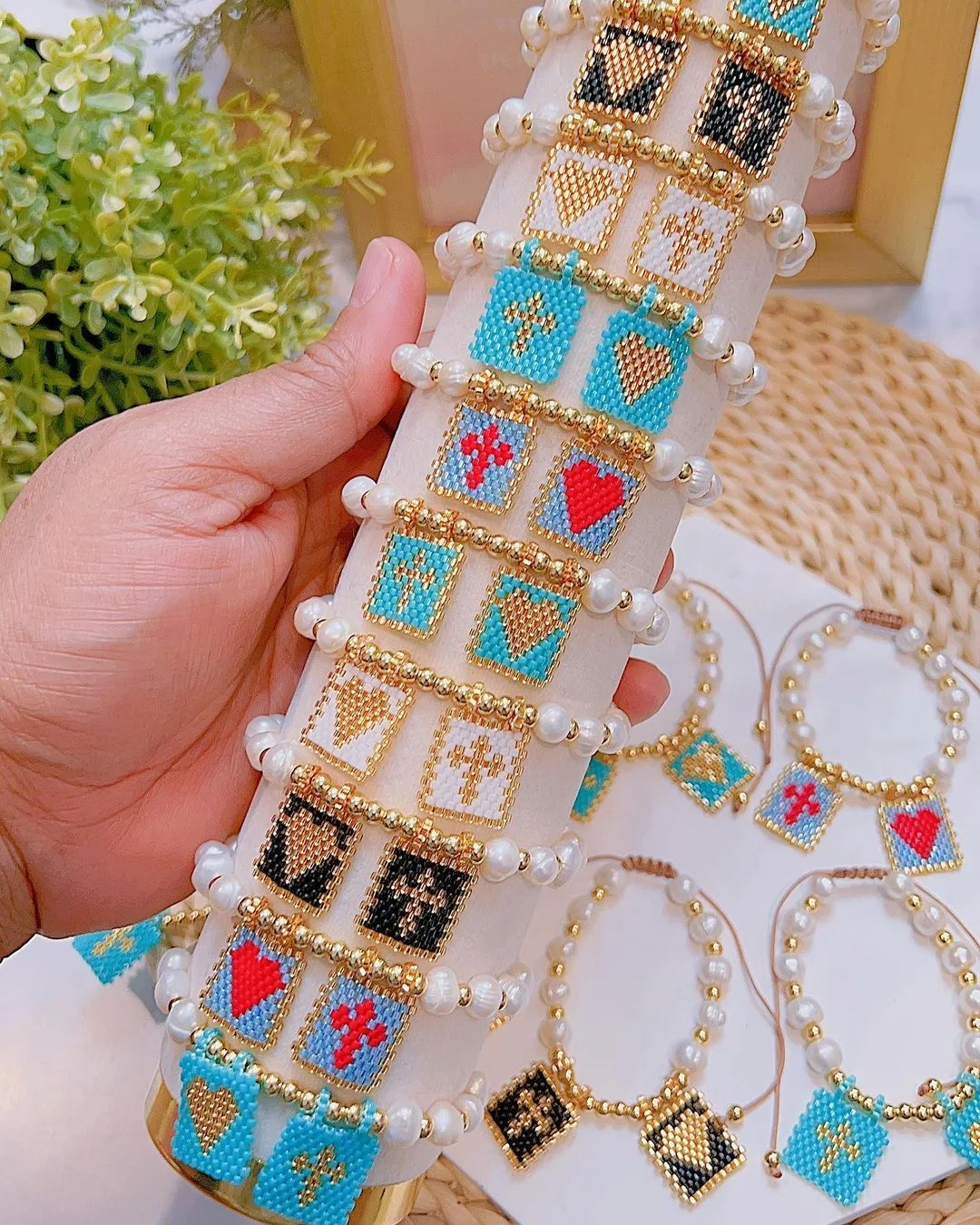 

Go2boho Bohemian Jewelry Miyuki Beaded Bracelet For Women 2023 New Trendy Love Heart Charm Beach Fresh Water Pearl Jewellery