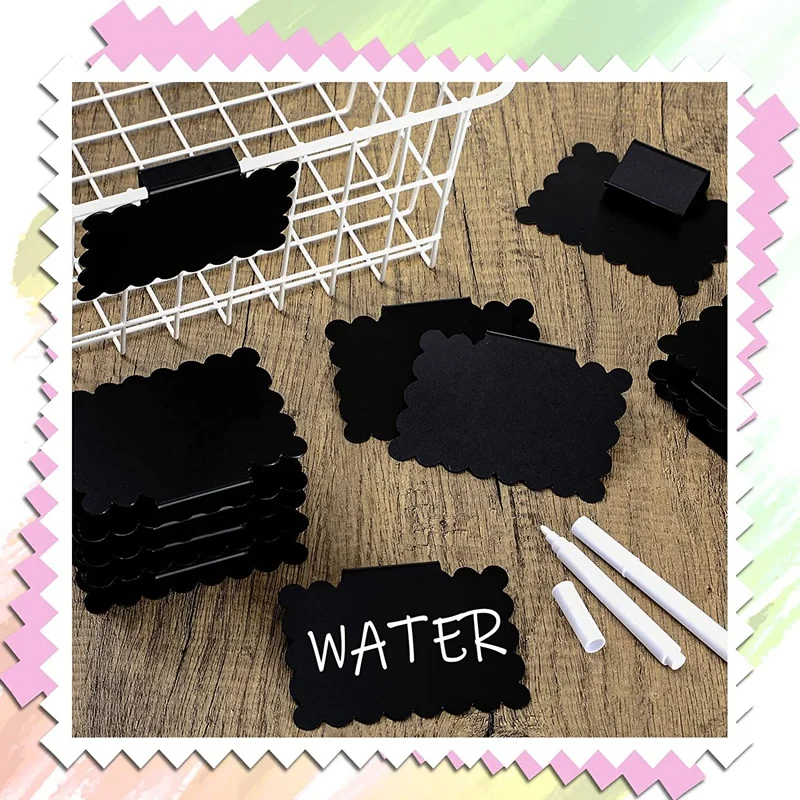 20 Pieces Basket Labels Clip Set, Include 18 Pieces Kitchen Clip Label Holder With 2Pcs Chalk Marker (Black Label Clip)