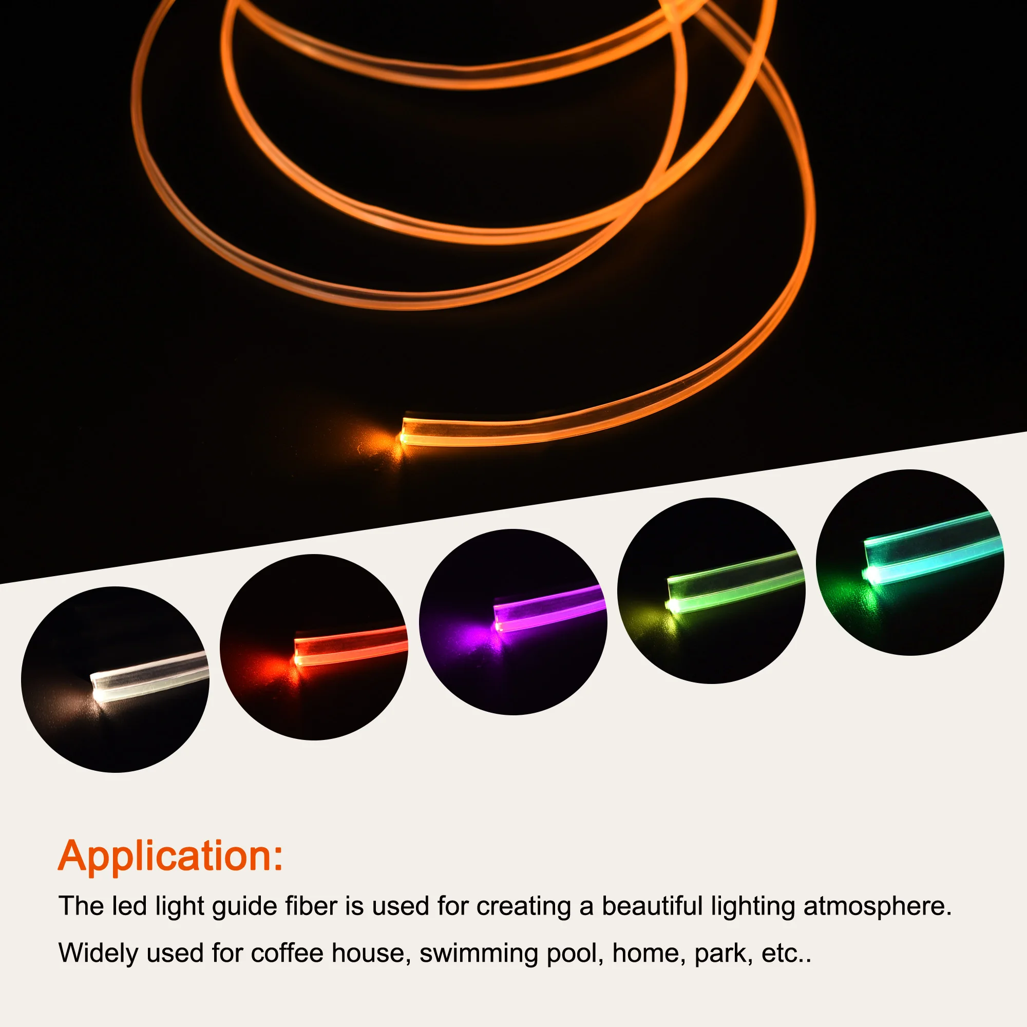 PMMA Side Glow Fiber Optic Cable 1.2mm 3mm Diameter 10mm Width 1M Long for LED Guide LED Optic Cable Ceiling Lighting Lights
