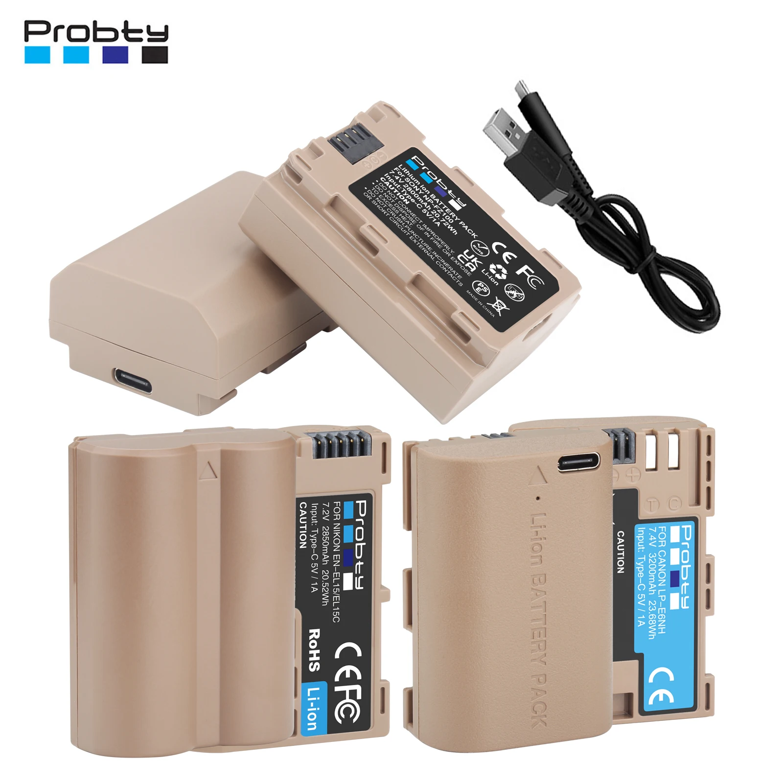 

NP-FZ100 LP-E6NH EN-EL15C EN-EL15 Battery For Sony ZV-E1, FX3, FX30,A6700 For Canon EOS R R5 R6 60D 70D 80D For Nikon Z5,Z6 ,Z7