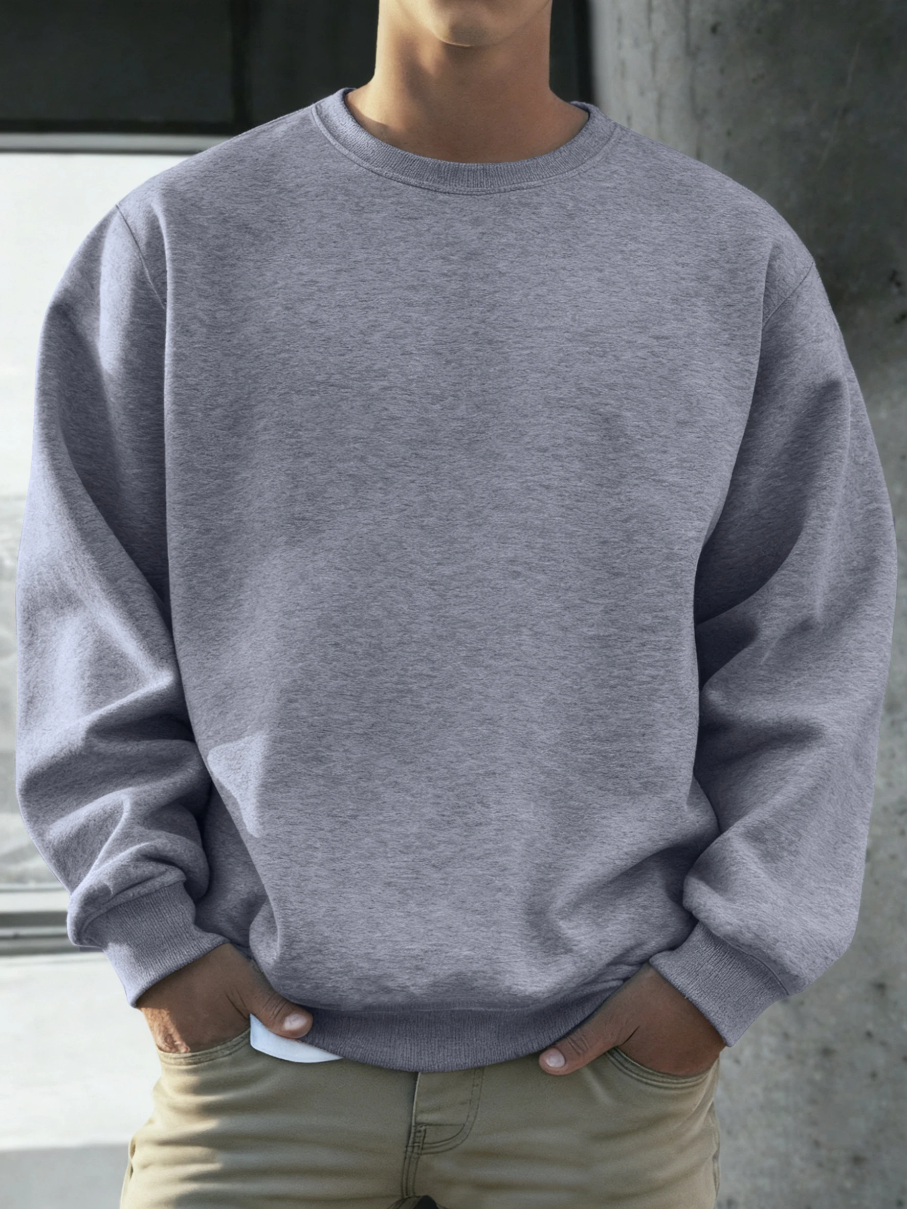 Solide weiche Pullover Straße Herbst bequeme Fleece Hoodies Büro Jogging lose Sweatshirts Casual Basics tägliche Streetwear von Männern – Detail 19