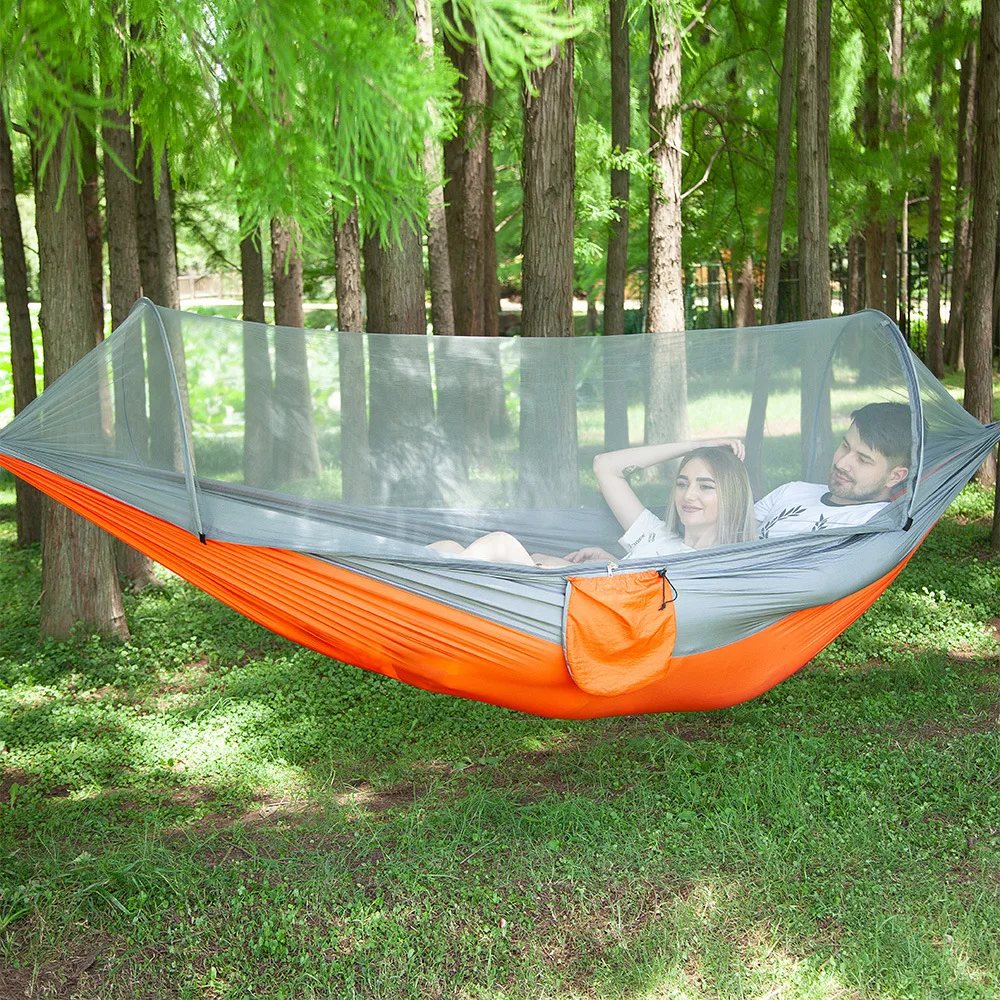 New Hammock with mosquito net Outdoor single and double person nylon cloth camping mosquito net hammock anti-mosquito hammock