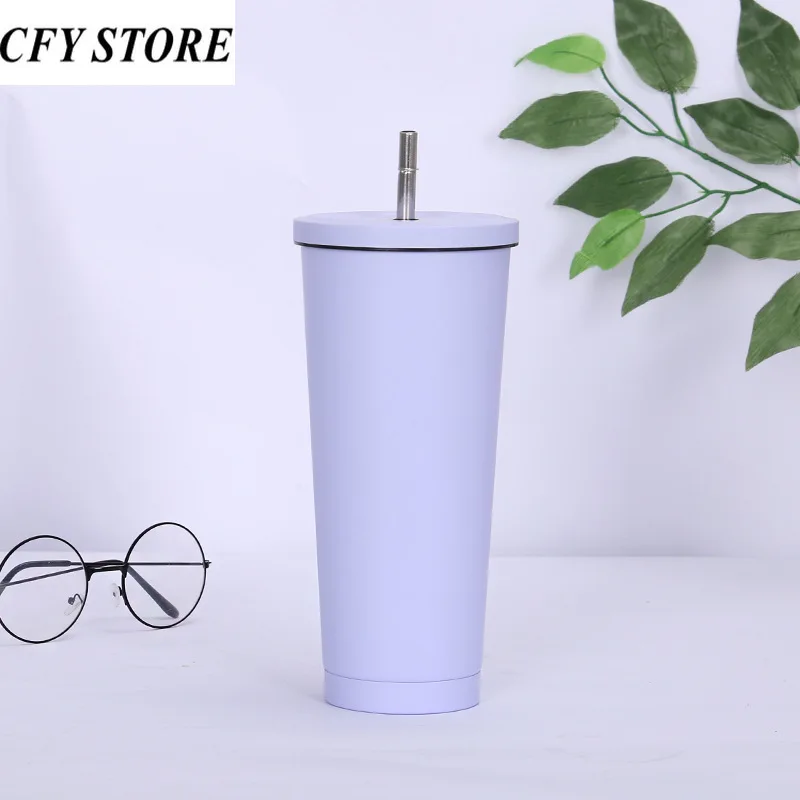 500/750ml Stainless Steel Vacuum Insulated Tumbler with Straw and Lid - Large Capacity Travel Cup - Image 6