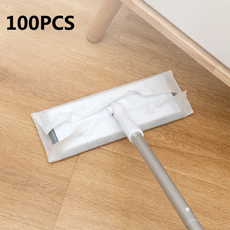 100pcsDisposableElectrostaticDustRemovalMopPaperHomeKitchenCleaningClothWetAndDry