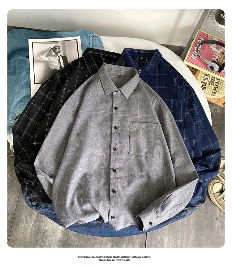 linen short sleeve shirt High Quality Plaid Shirts Men Trendyol Autumn Spring Casual Long Sleeve Shirt Male Oversized Vintage Flannel Social Blouses designer short sleeve shirts