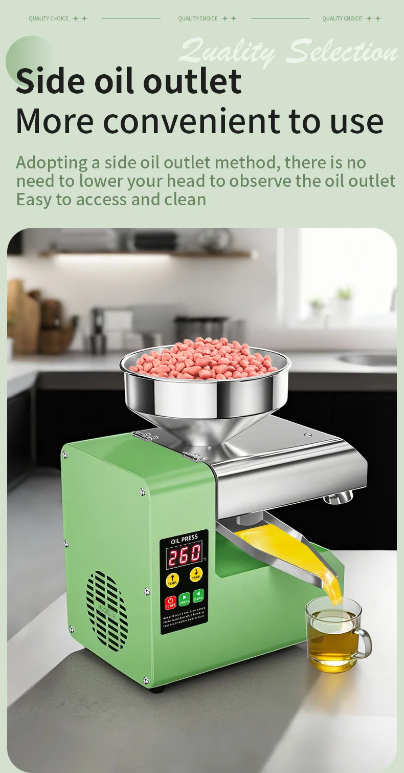 DIVEDEER R6S Ölpresse: Einstellbar 40-300 ℃ Temperatur, ideal zum Pressen von Erdnuss-Leinsamen-Walnuss-Sesam-Rapsöl – Detail 3