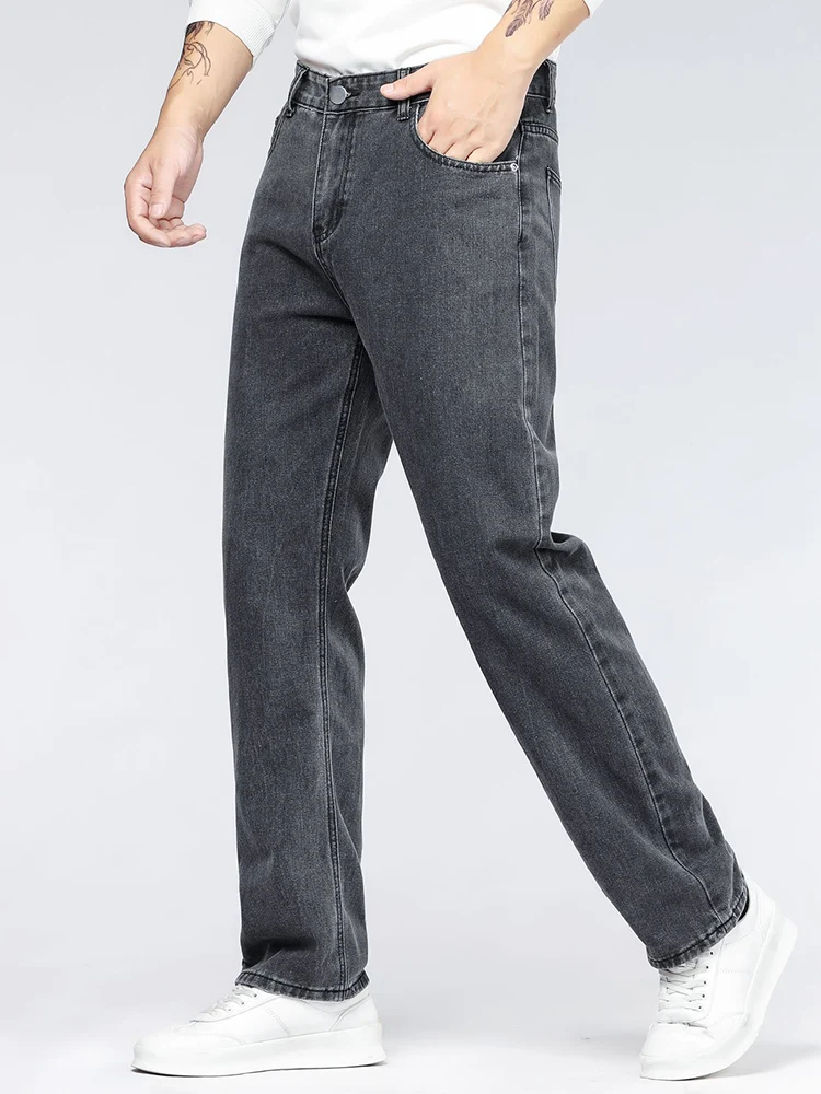 Men's Korean Fashion Baggy Jeans Classic All-match Solid Color Straight-leg Denim Wide-leg Pants Male Light Blue Black Grey men jeans mens jeans jeans trousers denim trousers mens casual trousers