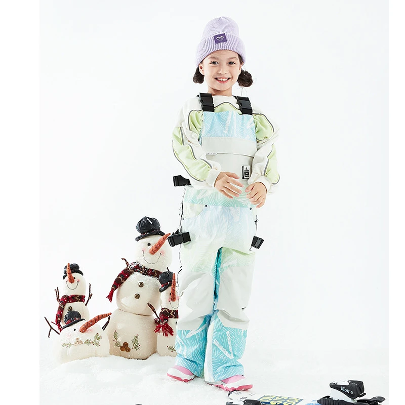 Kids Ski Pants Boys Girls Skiing Jumpsuits Overalls Winter Warm Windproof Waterproof Bib Snowboarding Children Pants SK030