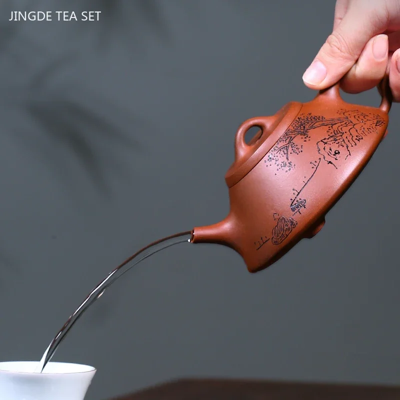 200ml High-end Yixing Purple Clay Teapot Master Handmade Stone Scoop Kettle Custom Beauty Tea Infuser Chinese Zisha Tea Set