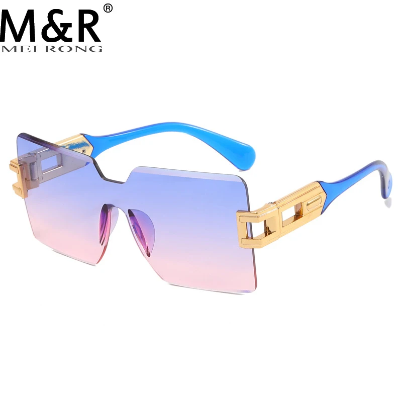 2023 New Frameless Women's Sunglasses Rainbow Frame Retro Square Glasses  Men's Trimmed Personalized Sunvisor UV400