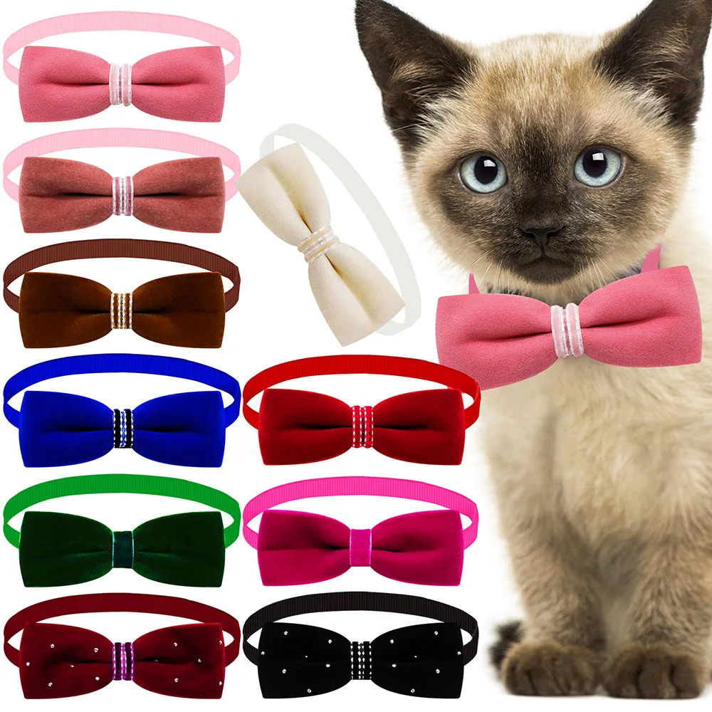 

10PCS Dog Bowtie Velour Puppy Bowties for Small&medium Dogs Fashion Cat Dog Bow Tie Collar Dog Grooming Accessories Pet Products