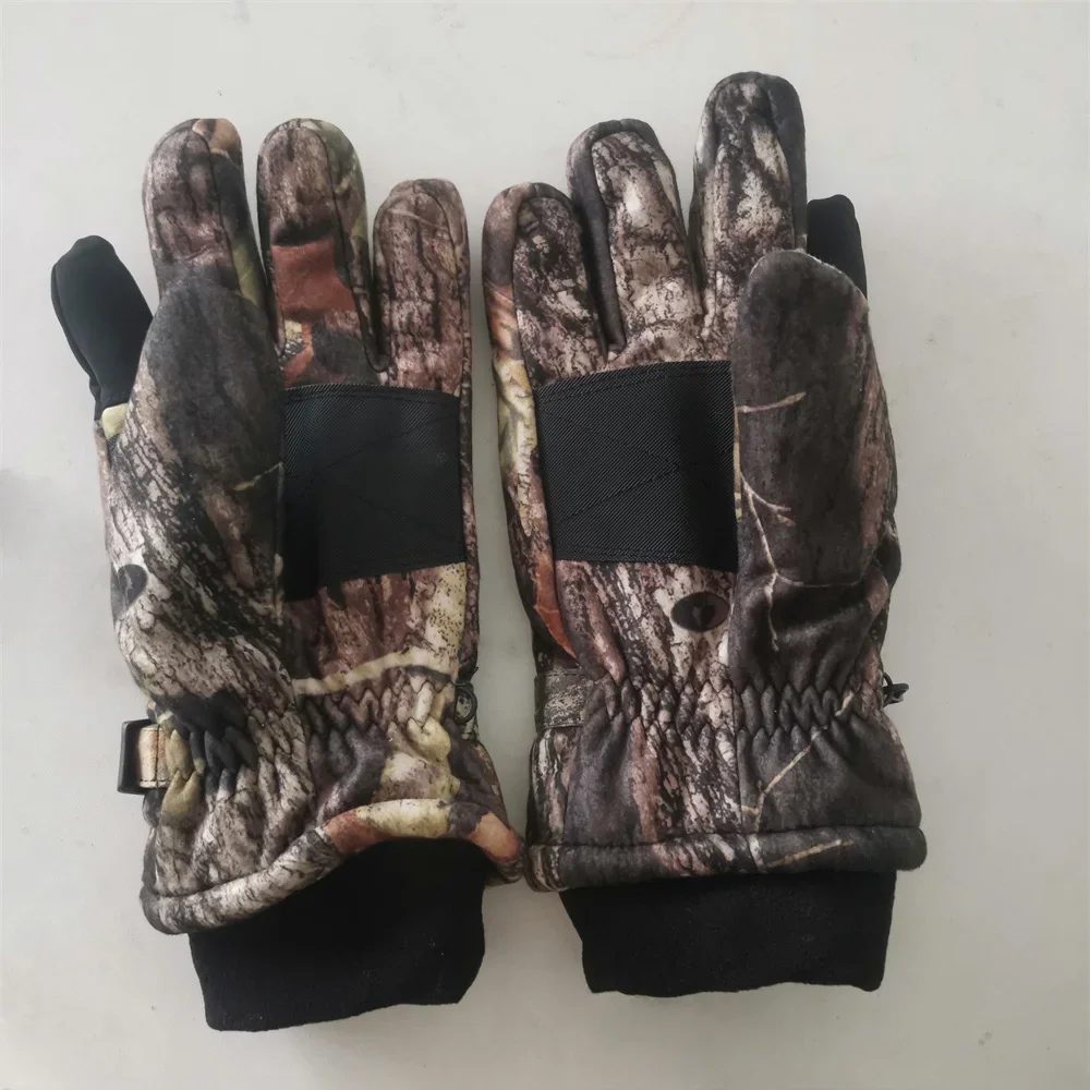 Thicken Winter Bionic Camouflage Full Finger Gloves Outdoor Windproof Warm Wear-resistant Fleece Ski Hunting Gloves