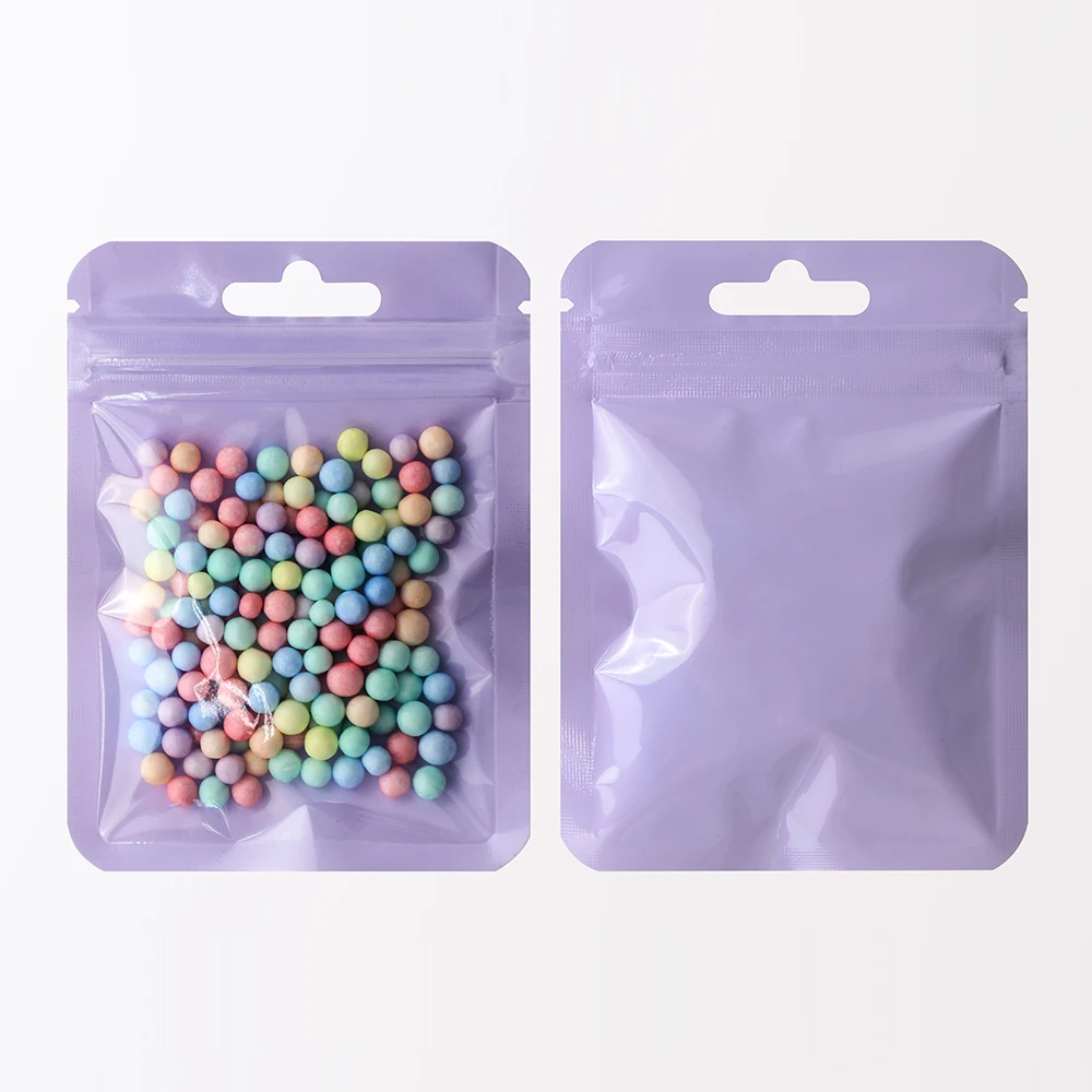 50Pcs Transparent Colorful Plastic Mylar Bags Hair Jewelry Storage Bags Commodity Packaging Self-Sealing