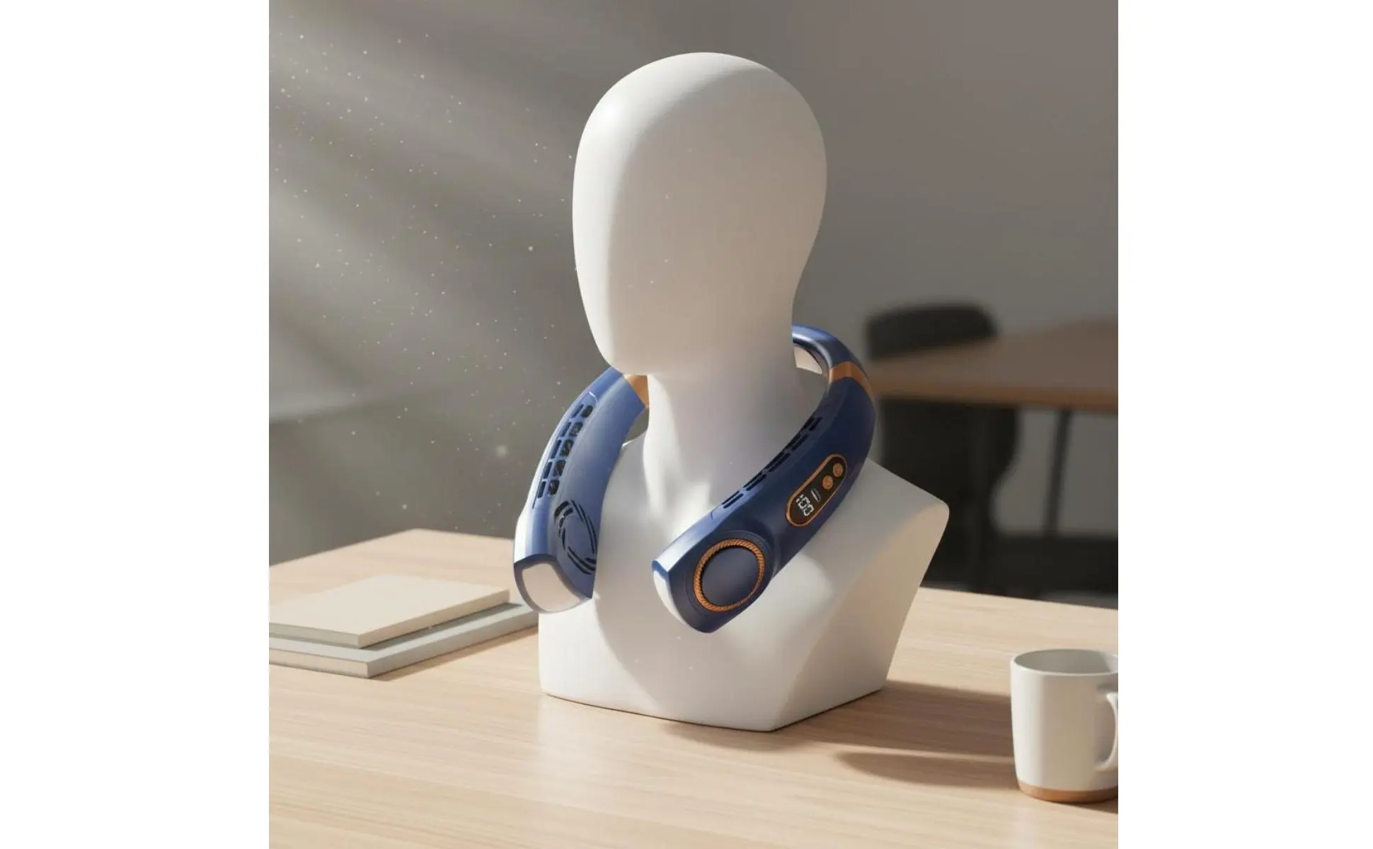 Neck Fan 360° Surround Wind Flow Hanging Neck Fan Wearable Air Cooler 3-Speed Adjustment Glowing Display Digital Display Neck Fan 360° Surround Wind Flow Hanging Neck Fan Wearable Air Cooler 3-Speed Adjustment Glowing Display Digital Display
