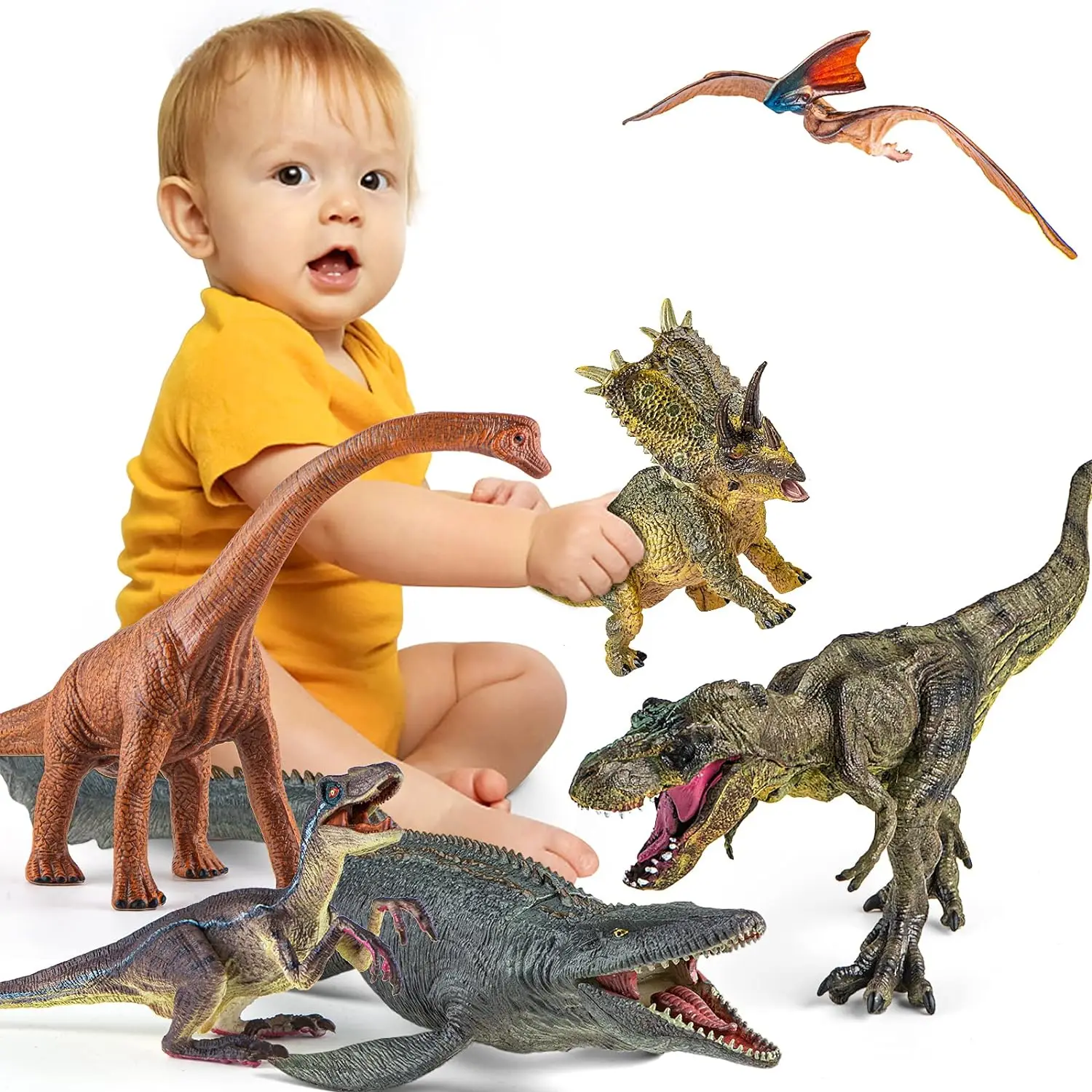 Prehistoric Jurassic Dinosaurs World Pterodactyl Saichania Animals Model Action Figures PVC High Quality Toy For Kids Gift 4