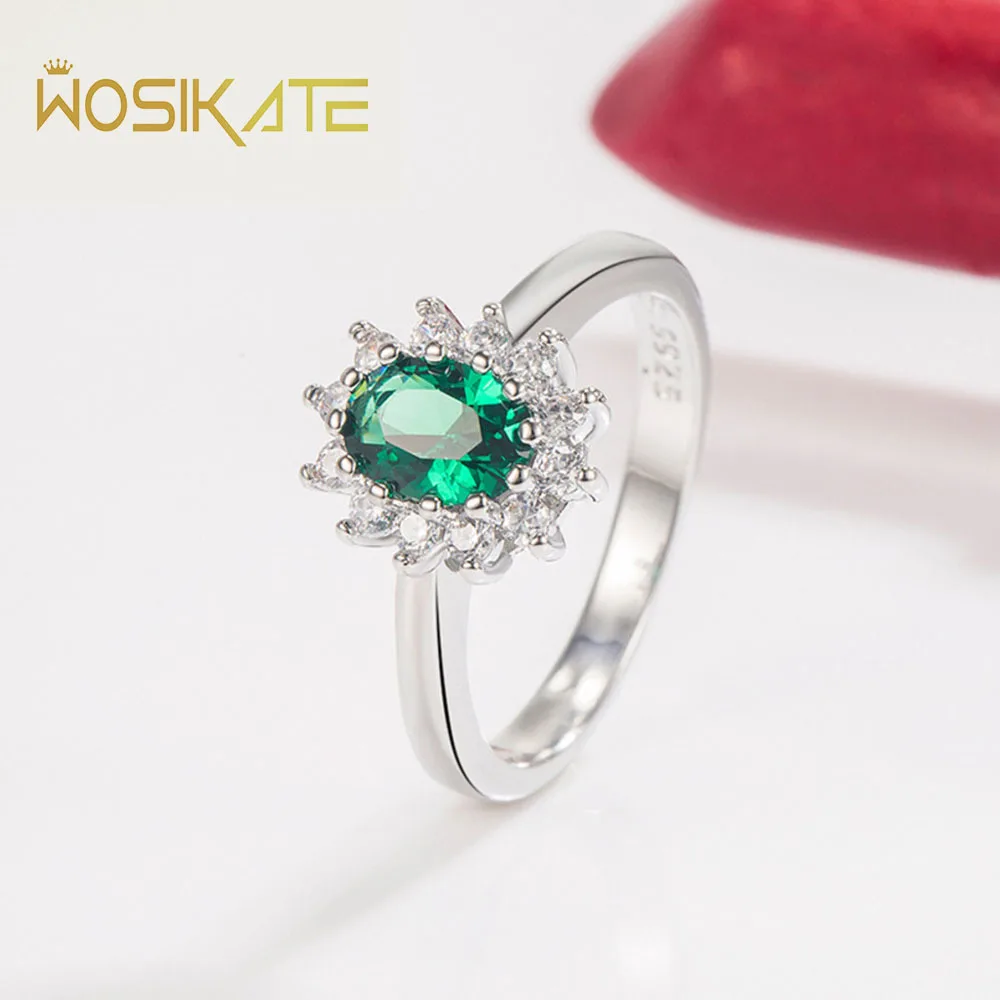 Trendy Claw Set Zirconia Emerald Ruby Sapphire Wedding Ring For Women 925 Sterling Silver Jewelry Promise Ring Size5-10 silver rings,silver ring,wedding rings,gemstone ring