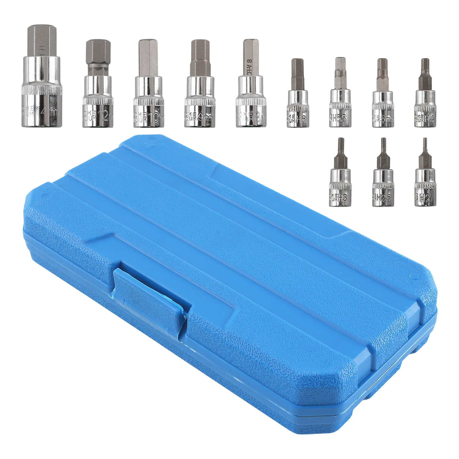 Hex Bit Socket Set 13 Piece Metric 1/4 3/8 1/2 Drive CRV Steel 2-14mm