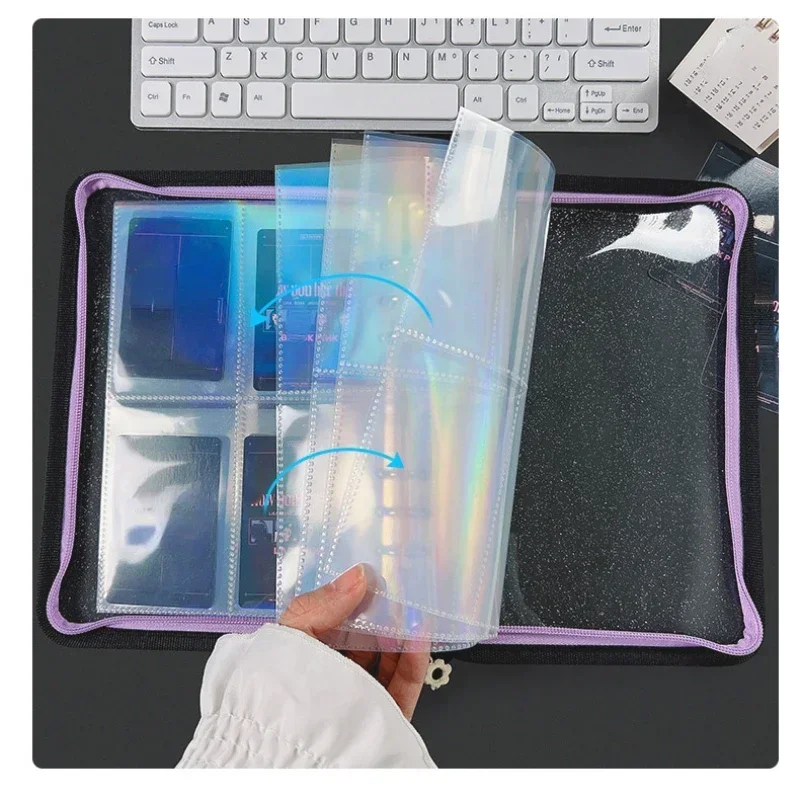 10Pcs/set Loose Leaf Photo Sleeves Photocard Binder Sleeves A5 Laser Photo Card Holder Storage Bag DIY Album Inner Page photo card holder photocard protector photocard holder