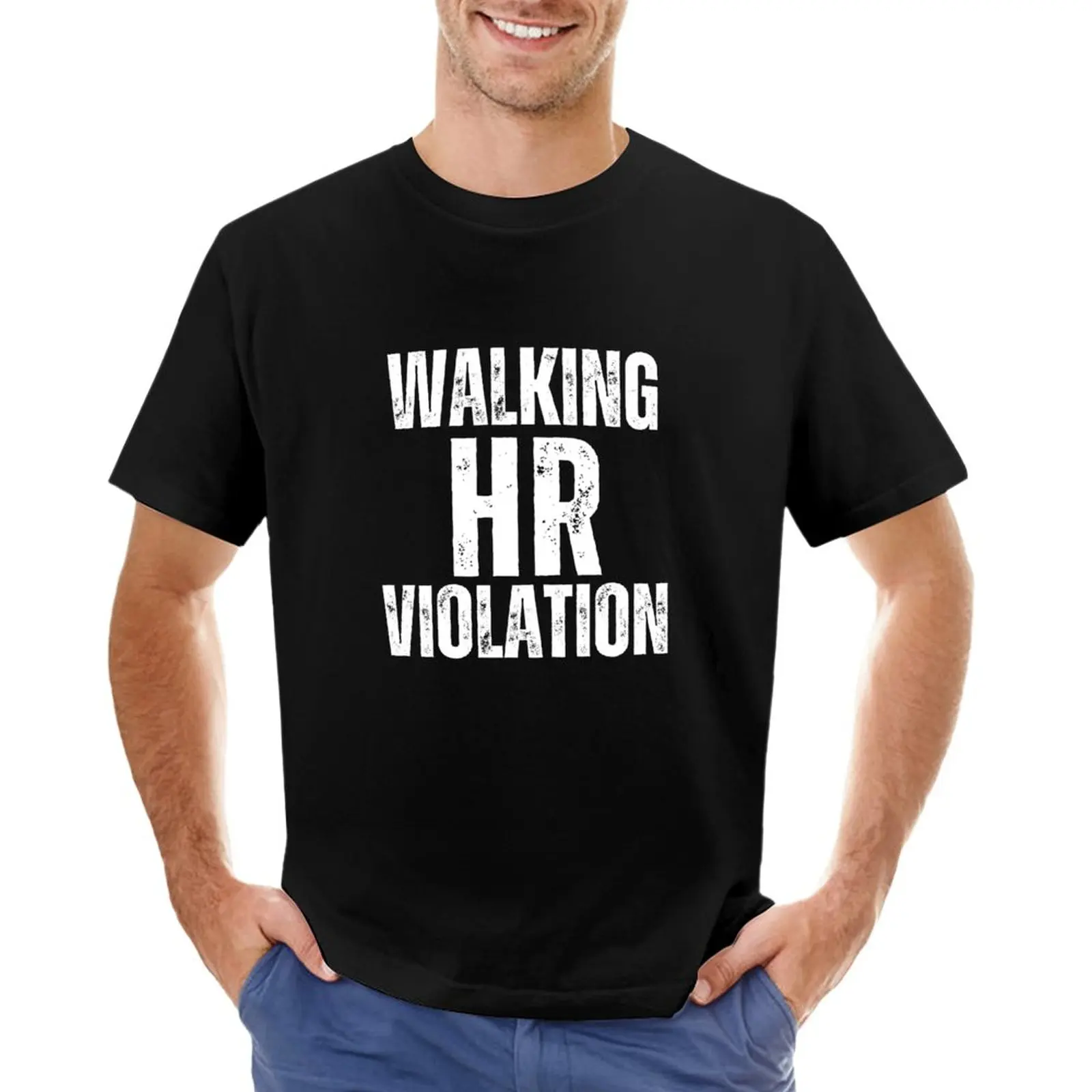 Walking Hr Violation Funny Walking Quote Dicendo T-Shirt Plain Hippie Clothes For A Boy Boys Whites Mens Graphic T-Shirt