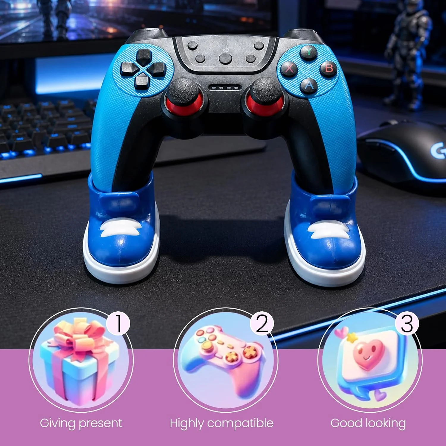 Game Controller Fun Stand - Colorful Shoe-Shaped Holder, Compatible with PS4, PS5, Xbox Controllers, Desktop Decoration - 2
