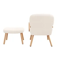 Comanlai современный бархатный стул для отдыха с подставкой для ног, мягкий стул для чтения, кресло со спинкой, стул для дома, гостиной, спальни — изображение 6