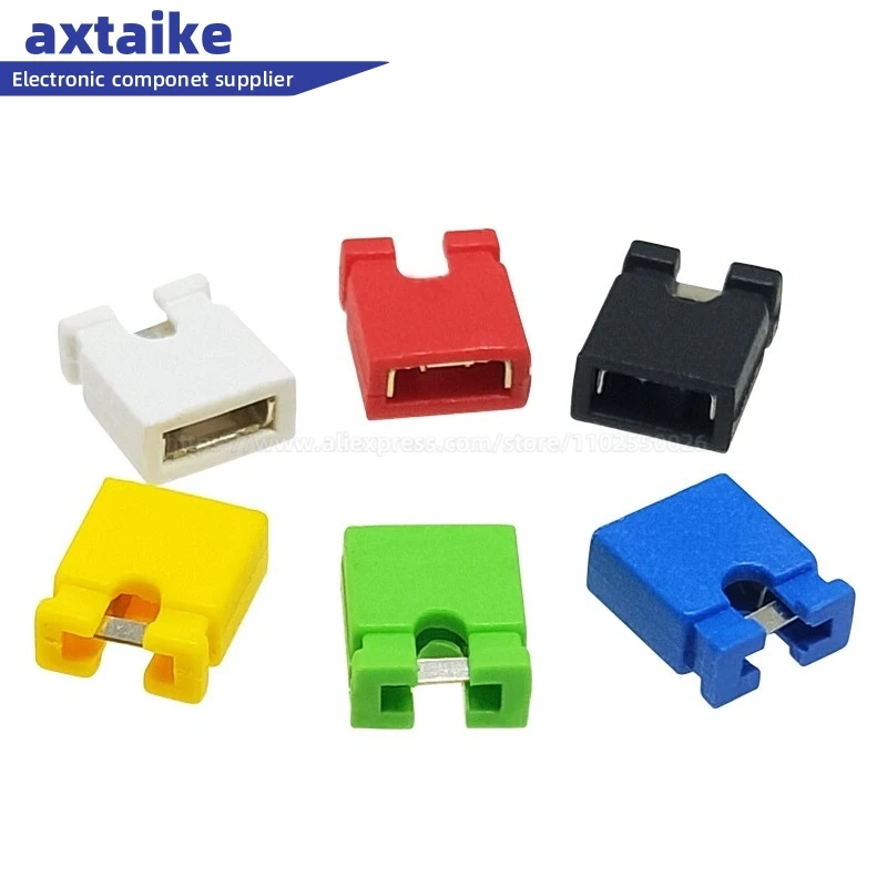 50PCS 2.54mm 2.0mm 2.54 Jumper blocks Pitch Header Jumper Shorted Cap Connector Short and Long Type Black Yellow Blue Red White