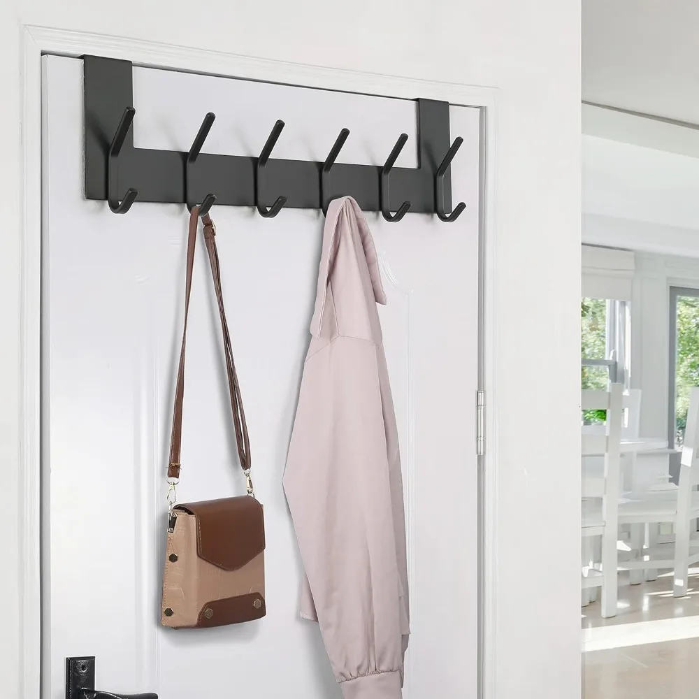 Over The Door Hook - Black, No Assembly Required, Stainless Steel, Door Coat Rack for Entryway, Over Door Towel Hooks for Bathr