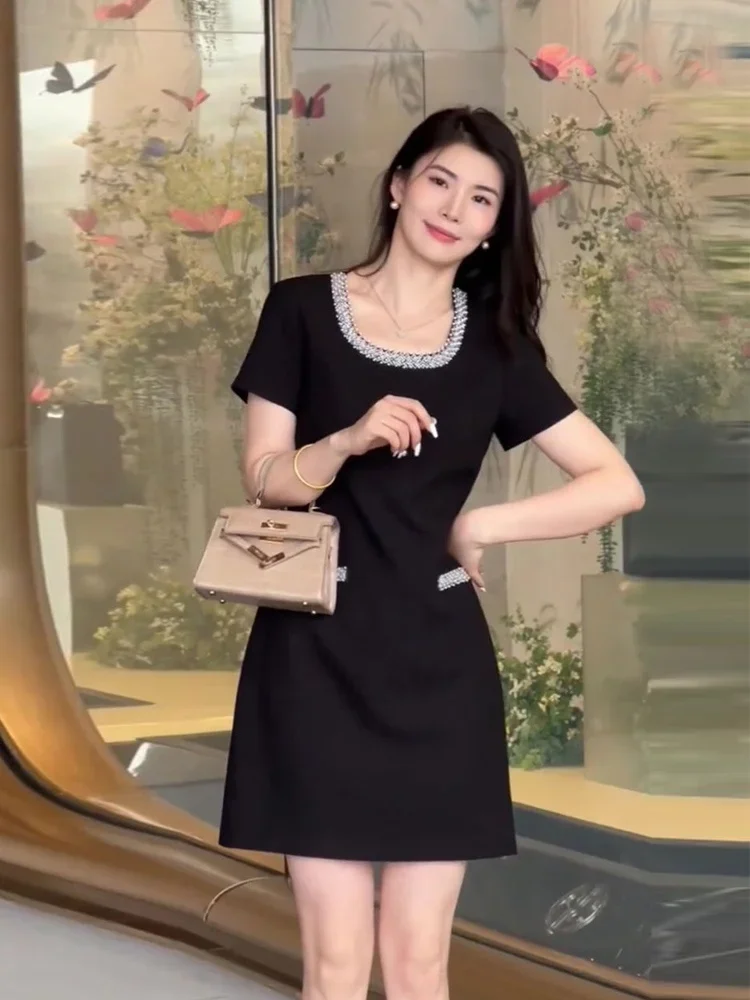 

Small And Tall Dress Women Are Slim And Beautiful In Summer, French Hepburn Style, Elegant Woman, High Class Little Black Dress