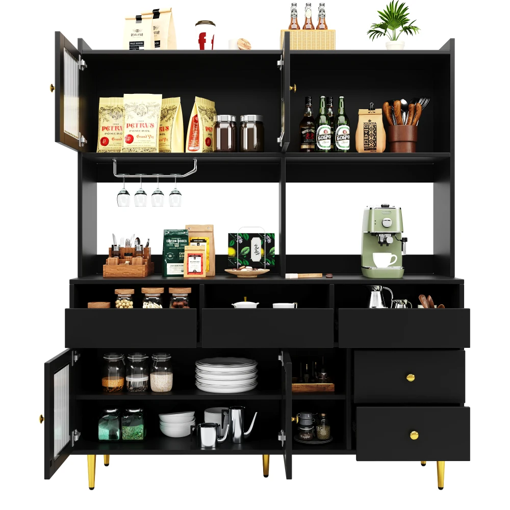 Eleganter Restaurantschrank in Weiß und Gold, Aufbewahrungsschrank mit Changhong-Glastür und Weinglasregal, Home-Barmöbel – Detail 24