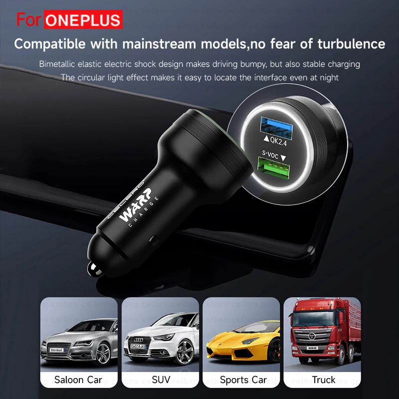 차량용 USB 고속 충전 워프 충전 충전기, 원플러스 9R, 10 프로, 노드 CE 2, 5G, 8, 7t 프로, 대시 휴대폰, 삼성 원 플러스용, 65W, 30W