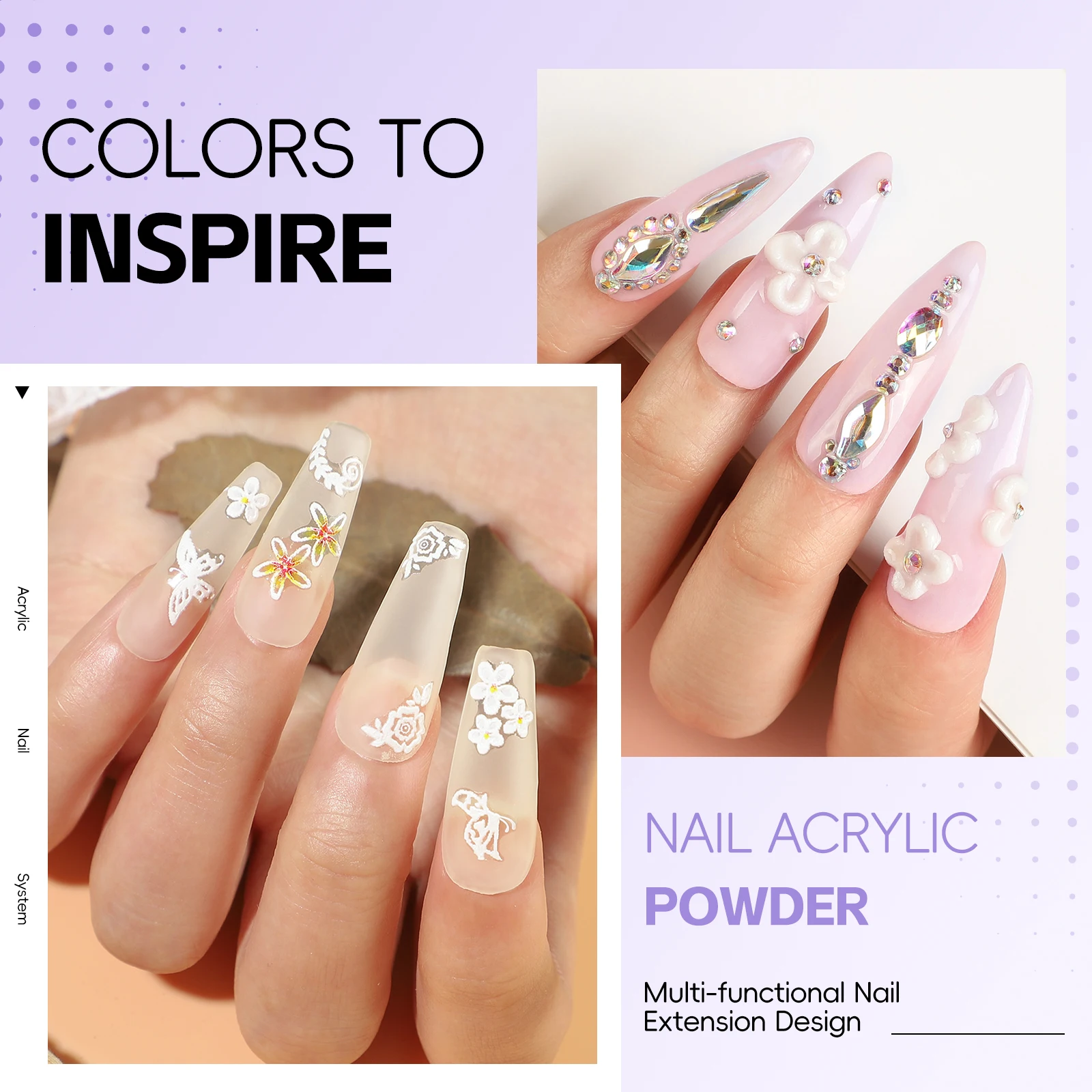 Coscelia Nail Starter Kit with 3PCS Acrylic Powder and Rose Cuticle Oil 3D Nail Mold Glass Cup Nail Art Pen Brush Nail Art Tools 5