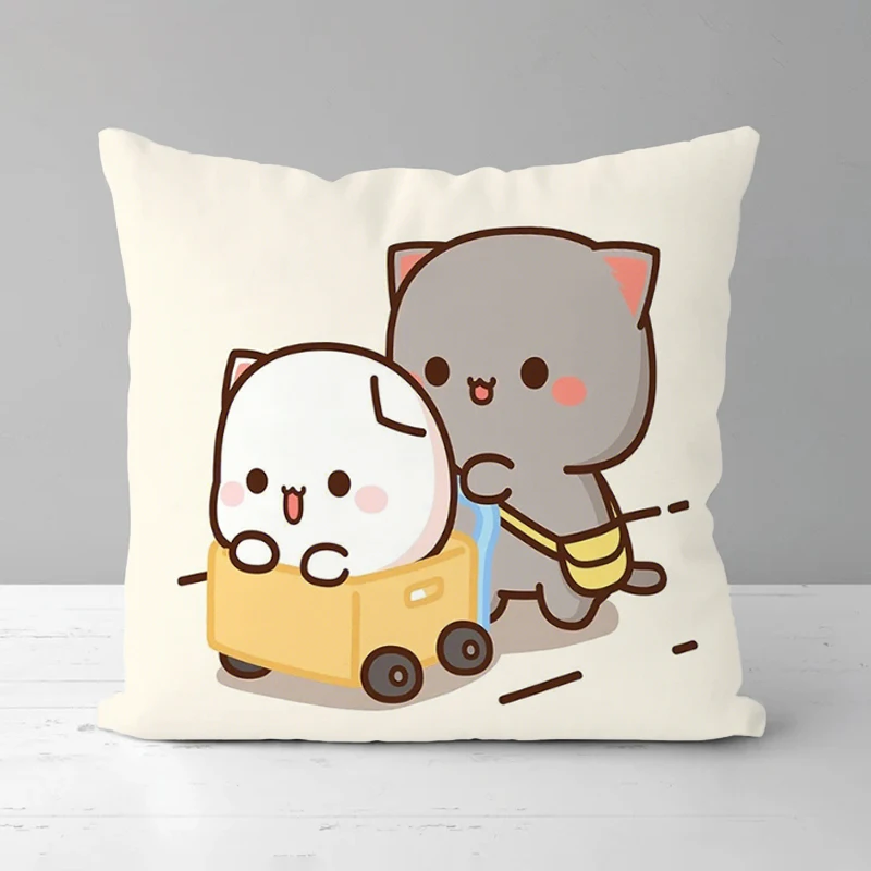 

Duplex Printed Throw Pillow Covers Decorative Sofa Cushions Cute Pillowcases for Pillows 45x45 Kawaii Peach Mochi Cat Pillowcase