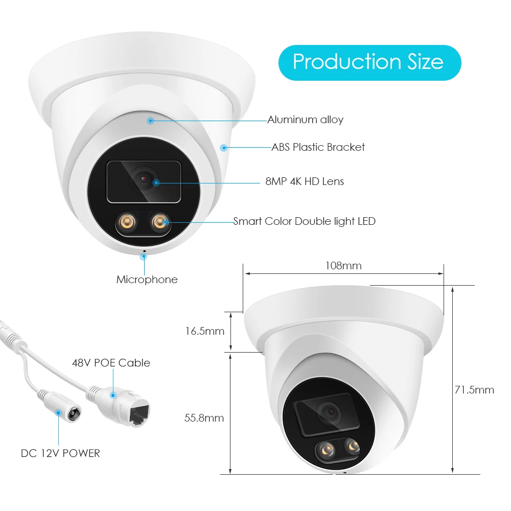 Acarte POE IP ī޶, Ʈ Ǯ ÷ Ʈ , H.265 , ǳ  ī޶, Onvif, 3MP, 4MP, 5MP, 8MP