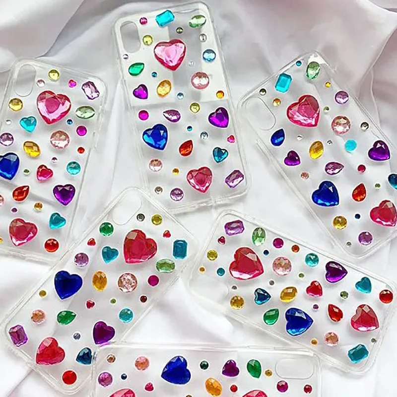 Muticolor Self Adhesive Gems Stickers 2sheets For Crafts Rhinestones Assorted Shapes Jewels Girls Gifts self adhesive stickers adhesive stickers decorative stickers decorative labels stickers