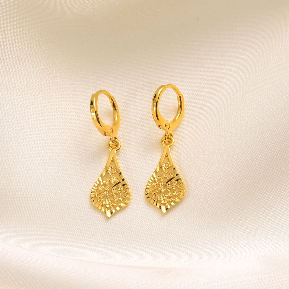 Gold Color Earrings Women's/Girls African Beautiful 24K Gold Color Plated Nicely Cute Small Ethiopian Jewelry Wedding Gift 4