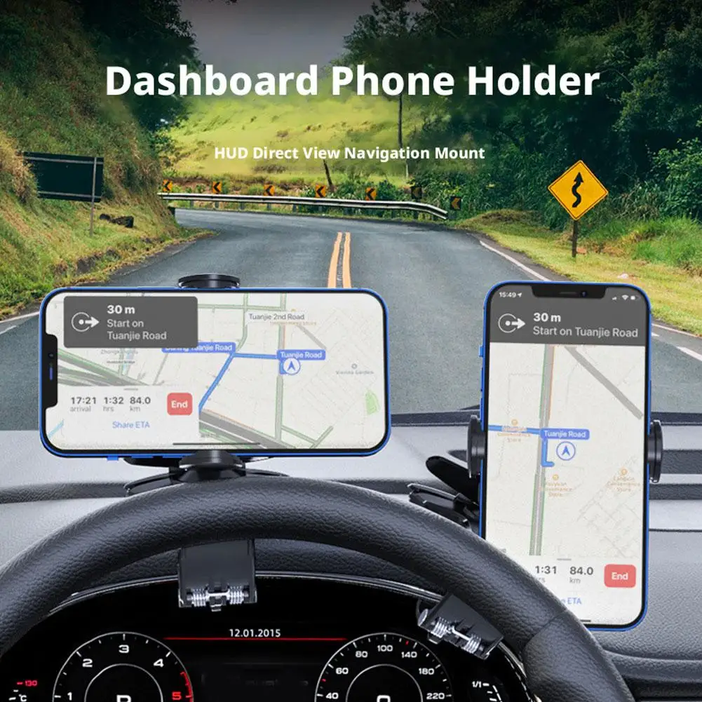 HUD-Style Dashboard Silicone Car Phone Holder with One-Touch Lock, Universal Fit