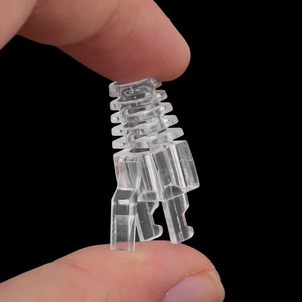 1-100Pcs 투명 RJ45 이더넷 케이블 커넥터 커버 표준 CAT6 CAT5 LAN 코드 부트 슬리브 용 스트레인 릴리프 부츠 커버