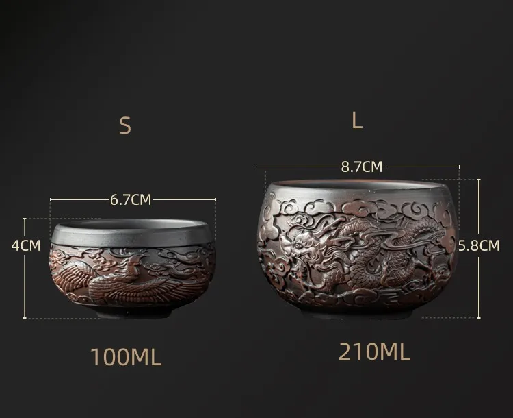 Description Picture 2 of item210ML Master Cup Hand-embossed High-end Ceramic Tea Set Cups Purple Pottery Kung Fu Tea Cup Ceramics Teaware  Cup for tea
