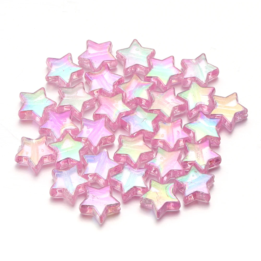 100pcs AB Color Acrylic Star Beads for DIY Jewelry and Crafting