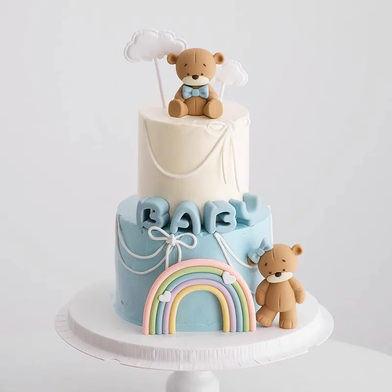 Baby Taarttopper Set - Beer, Regenboog, Wolk & Ster Decoraties