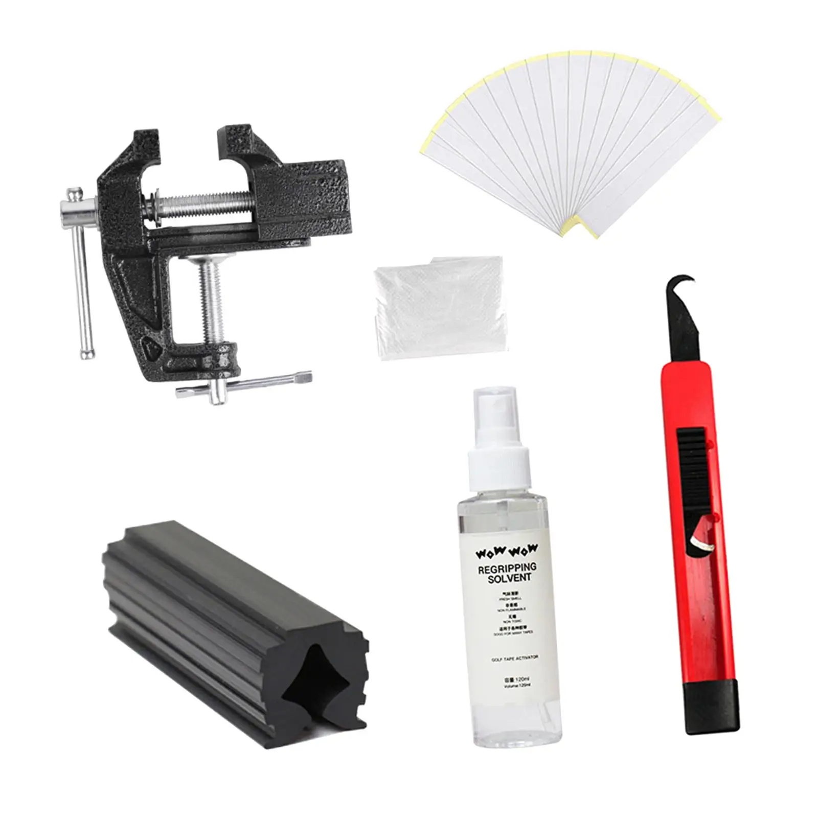 

Golf Club Grip Kit Grip Solvent 5 Tape Strips(2"x10") Professional Club Cover Removal Solvent Sprayer Set Repairing Maintain